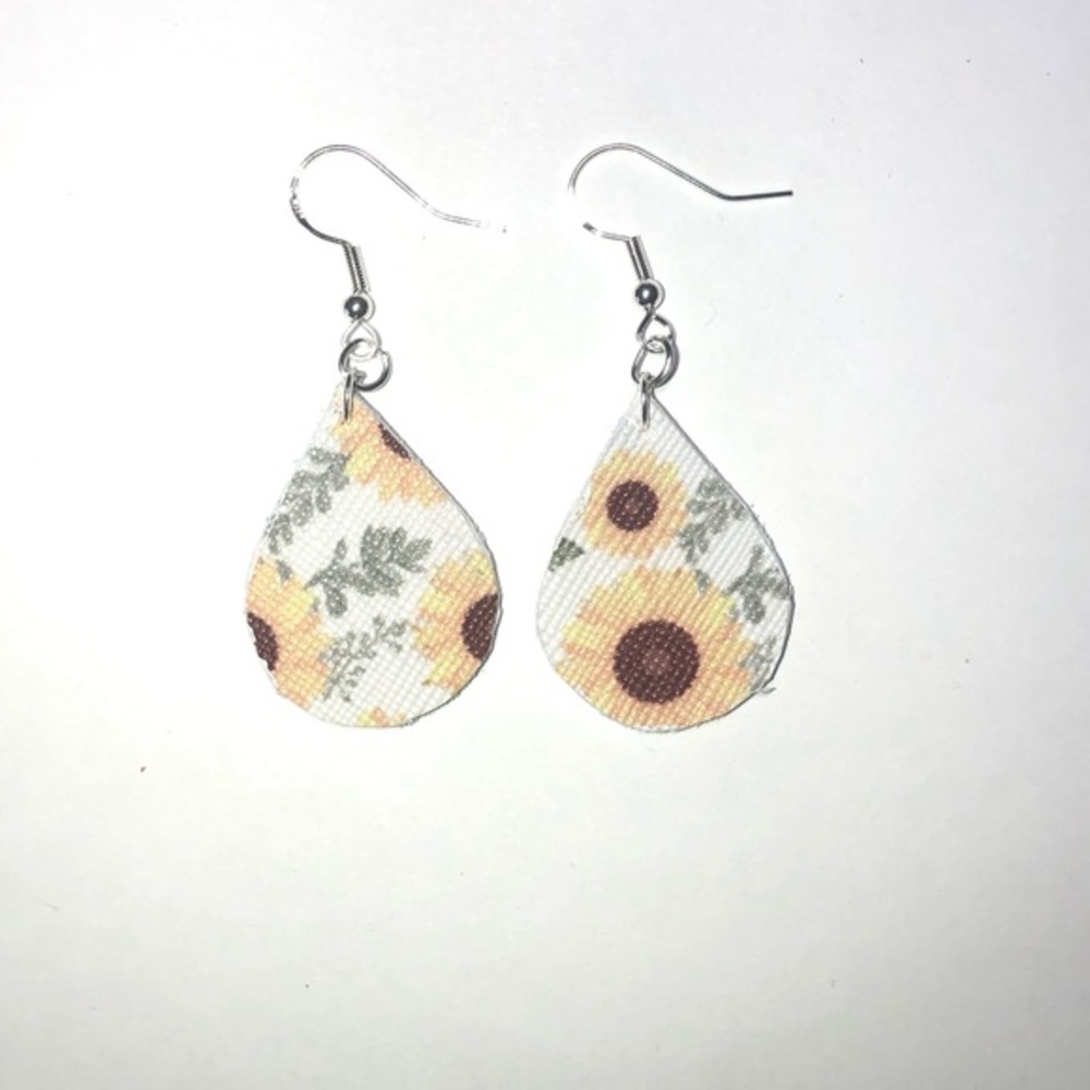 Sunflower Faux Leather Earrings - Picture 2 of 5